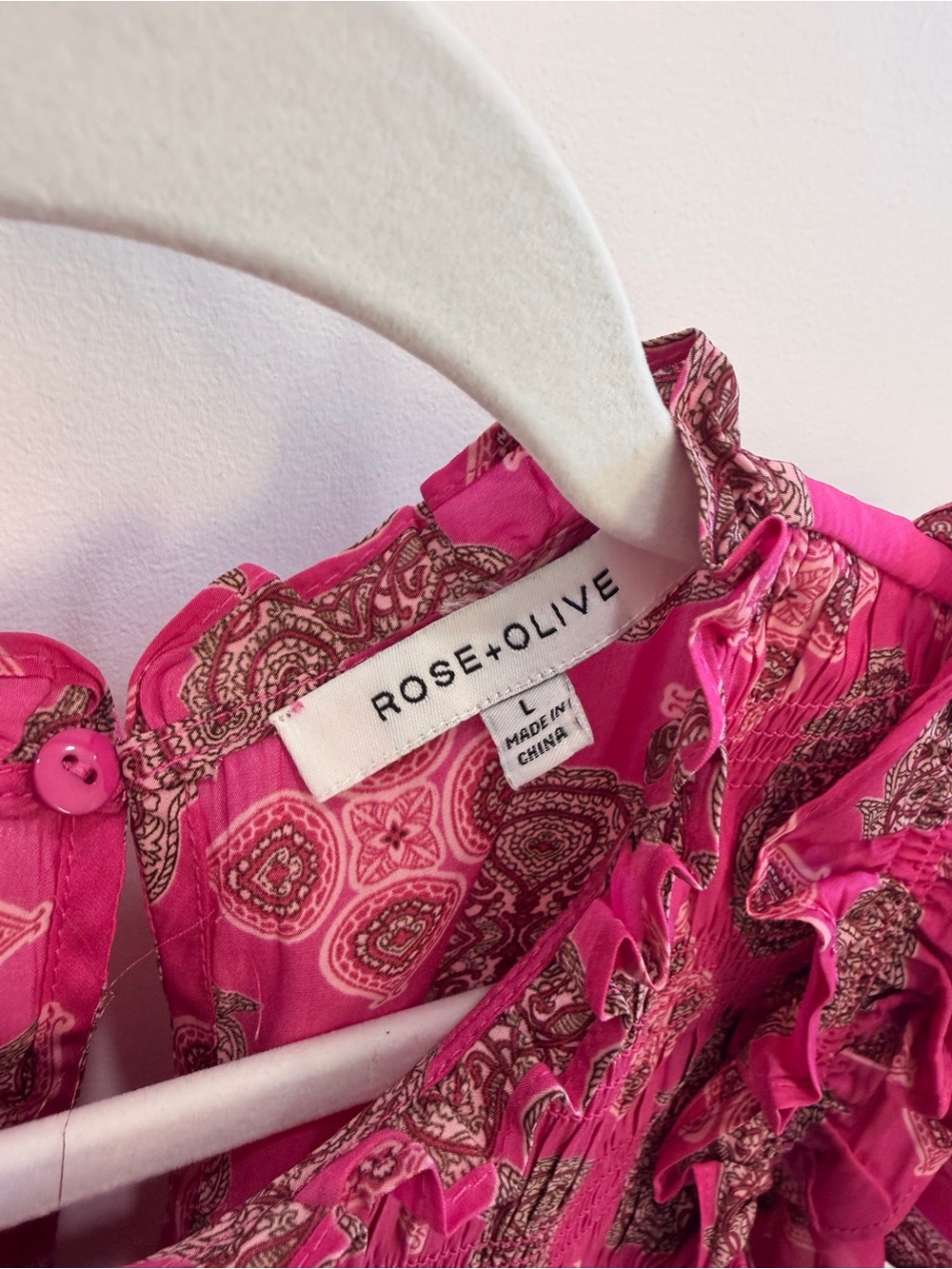 Rose & Olive Hot Pink Paisley Ruffle Top - Picture 2 of 2
